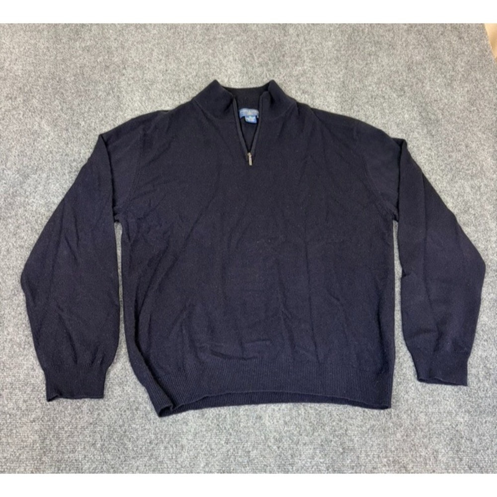 Joseph & Lyman Sweater  Men's Dark Blue 100%‎ Cashmere 1/4 Zip Pullover Size XL
